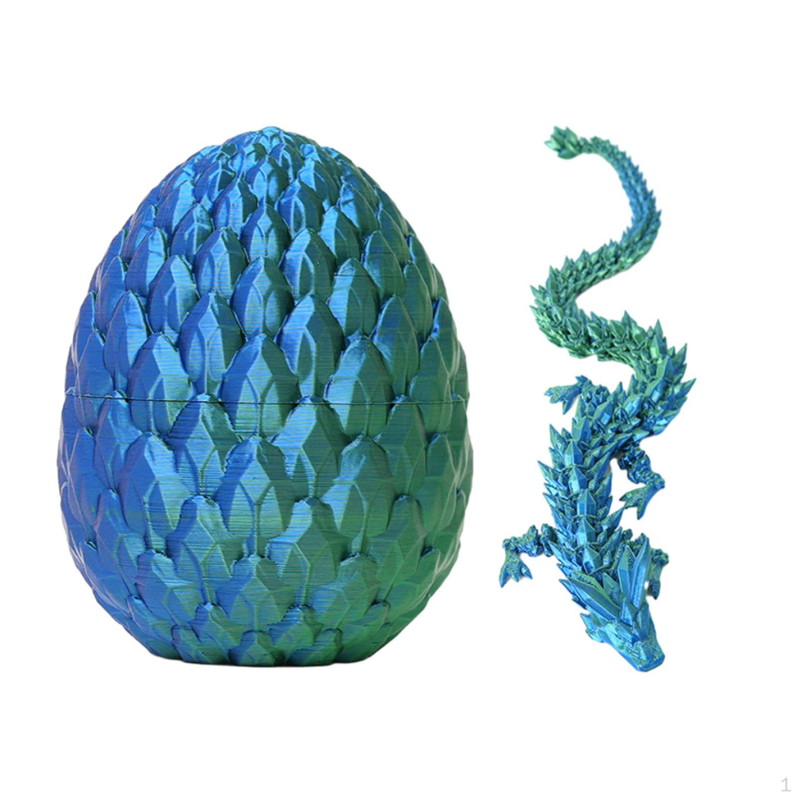 

3D-печатный набор статуэток «Дракон в яйце» для настольной полки blue green