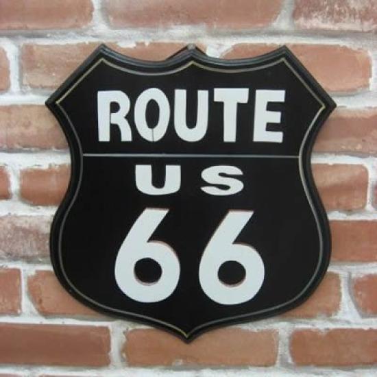 

Antique Plate Die-cut 3D Wall Hanging Route 66 (black) чёрный