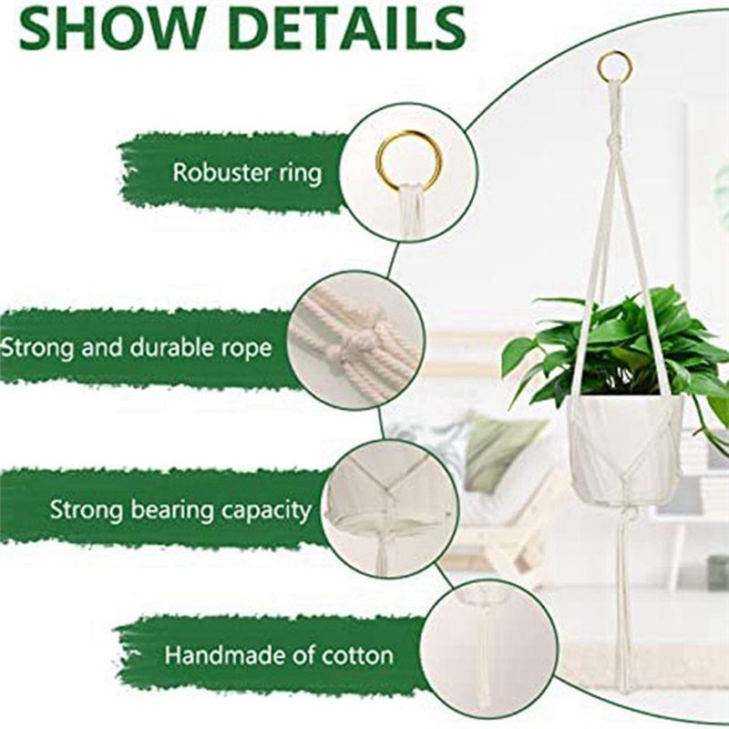 M-Modern-4 Piece Hanging Planters Baskets With 4 Hanging Hooks Cotton Rope Macrame Plant Hanger