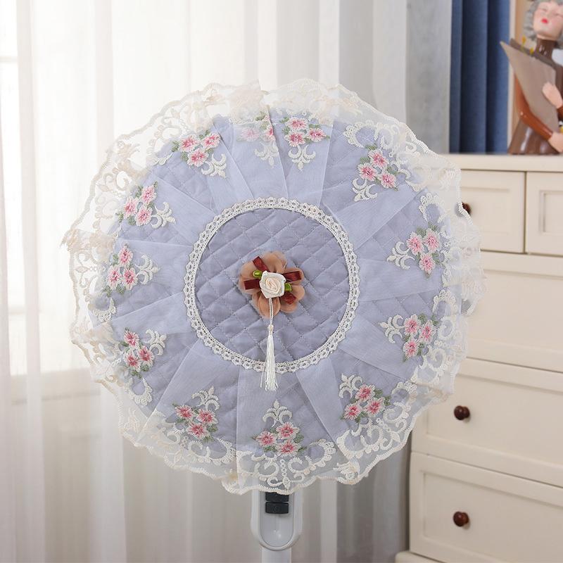

1/2Pcs Lace Floral Embroidery Floor Fan Covers All Inclusive Standing Fans Protection European Style Electric Fan Universal