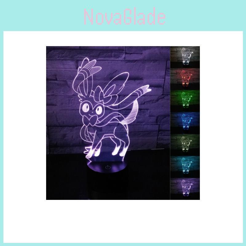 New Pokemon Go 3d Sylveon Night Light With Stunning 7 Color Change Led Desk Lamp