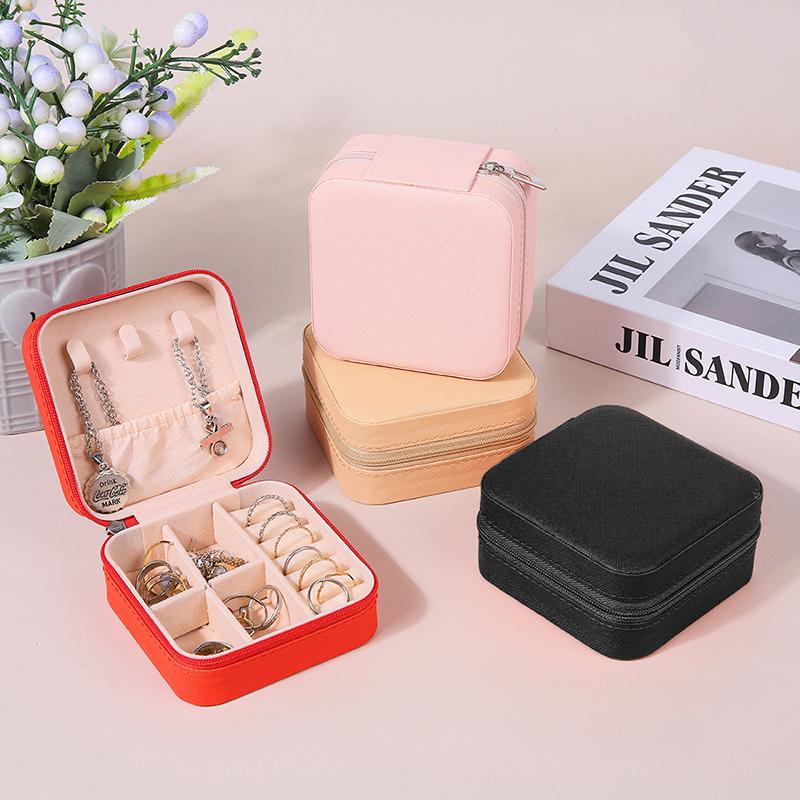 Portable Travel Jewelry Box - Mini Pu Leather Case With Soft Velvet Interior Compact Organizer For Rings Earrings Necklaces