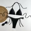 1011 New European and American Spice Girls Style Neck Straps Metal Rivets Bikini Sexy Hollow Split Triangular Swimsuit