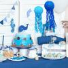 6 Pcs Paper Lanterns Hanging Jelly Fish Paper Lanterns Long Tassels Solid Color Mermaid Theme Party Sea Ocean Animal Birthday