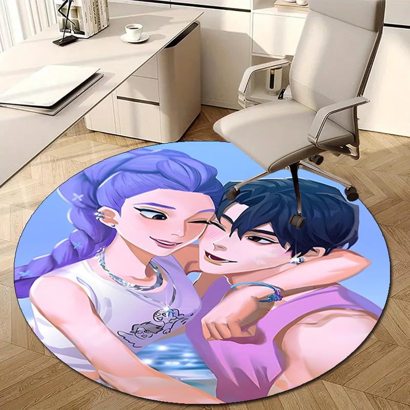 1pc KPop Demon Hunters19 Design Printed Area Round Carpet for Bedroom Living Room Home Decor Rugs Mat Non Slip Mat Rug for Bedside