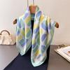Geometric Color Matching Simulation Silk Printing Square Scarf Shawl Scarf High-end Neck Small Square Scarf Headscarf Silk Scarf Women