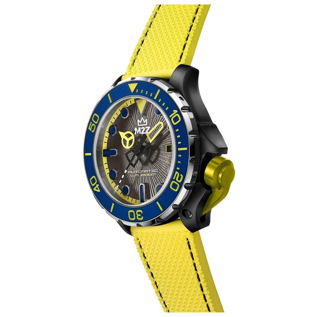 M2Z Diver 200 Safirglass Gul rem Grå skive Automatisk 200-006 200M Herreklokke