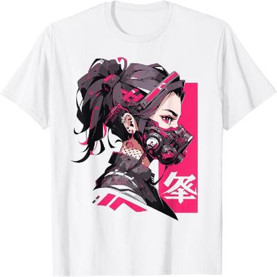 Anime Manga Mask Girl Cyberpunk Aesthetic Techwear Harajuku T-Shirt