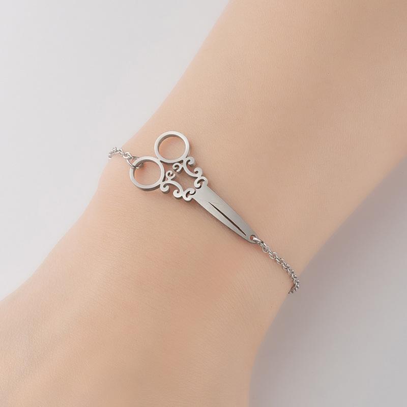 Stainless Steel Scissor Pendant Bracelet in Gothic Punk Style for Men and Women