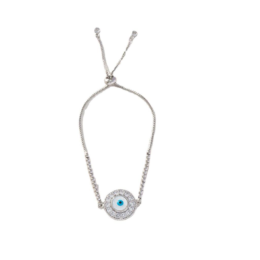 Fashion Drip Enamel Evil Eye Bracelet Versatile Zircon Blue Eye Charm Women's Popular Jewelry Accessory