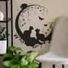 Creative Couple Cats Silhouette Wall Stickers, Romantic Home Decor for Bedroom, Living Room and Hallway, Love Themed Wall Art