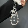 Fashion Bow Pearl Fringed Mobile Phone Lanyard, Light Luxury Crystal Beaded Short Wrist Phone Chain Hand Chain Pendant