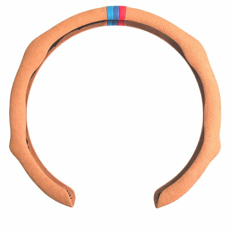 Universal 38cm Steering Wheel Cover BMW Sport Style Nappa Leather Anti-Slip Sweat Absorbent All Season