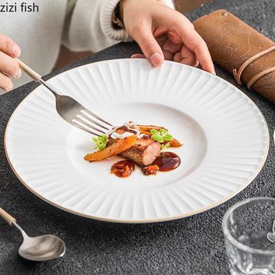 Kreative Phnom Penh Keramik Flache Schale mit breitem Rand Pastateller Dessertschale Dickwandige Suppenschale Molekulare Lebensmittel Spezialitäten Geschirr