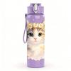 1PC Cute Kitten Cat Flower Crown Print 750ml Color Plastic Sports Water Bottle Leakproof Flip Straw Lid Suitable for Sports Office Home Use