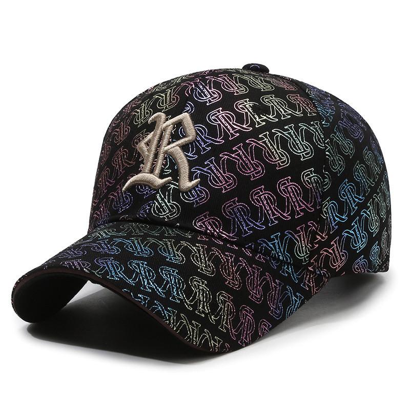 Letter R Embroidery Cotton Baseball Cap Adjustable Breathable Peaked Gift Caps