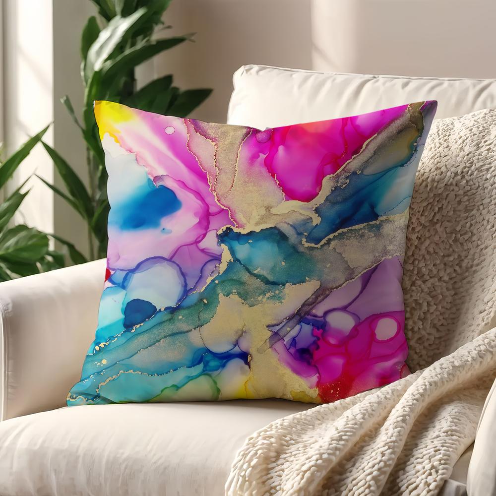 Bunte Tusche-Wasch-Kissenbezug Für Kissen Druck Sofa Dekoration Haus Auto Zimmer Café Büro Nordische Schlichtheit