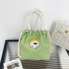 Drawstring Canvas Bucket Bag for Women, Small Corduroy Tote Pouch, Portable Makeup Bag, Snack Purse, Daily Handheld Bag CLE