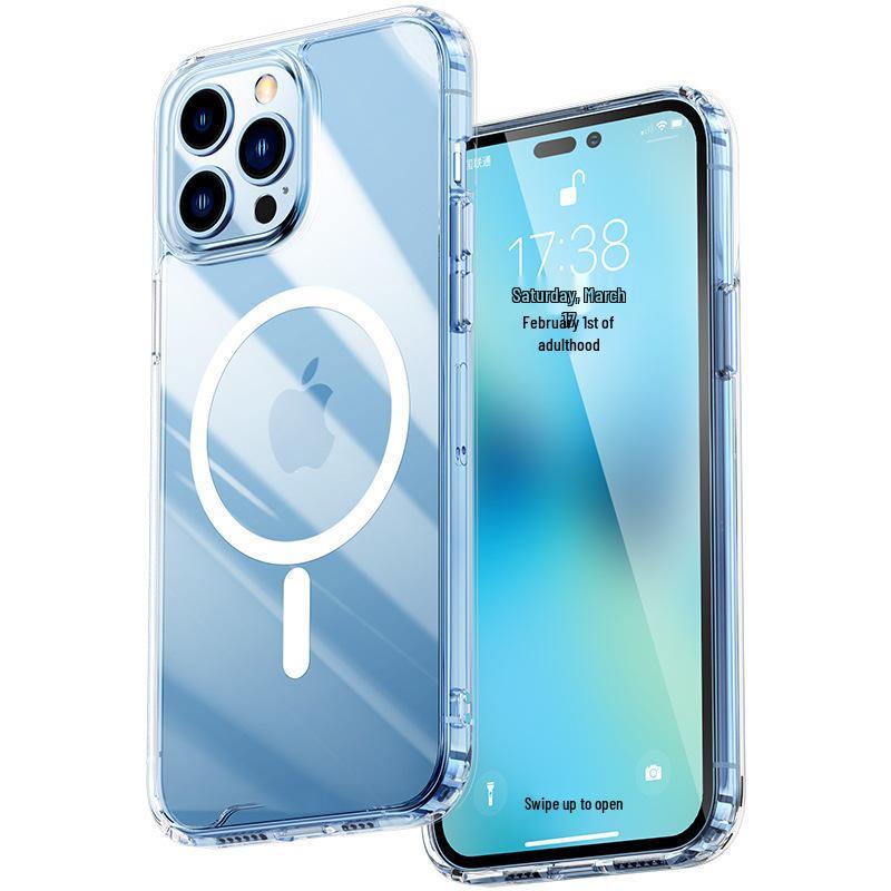 Transparent Magnetic Two-in-One Drop-Proof Protective Case for iPhone 15/14 Pro Max