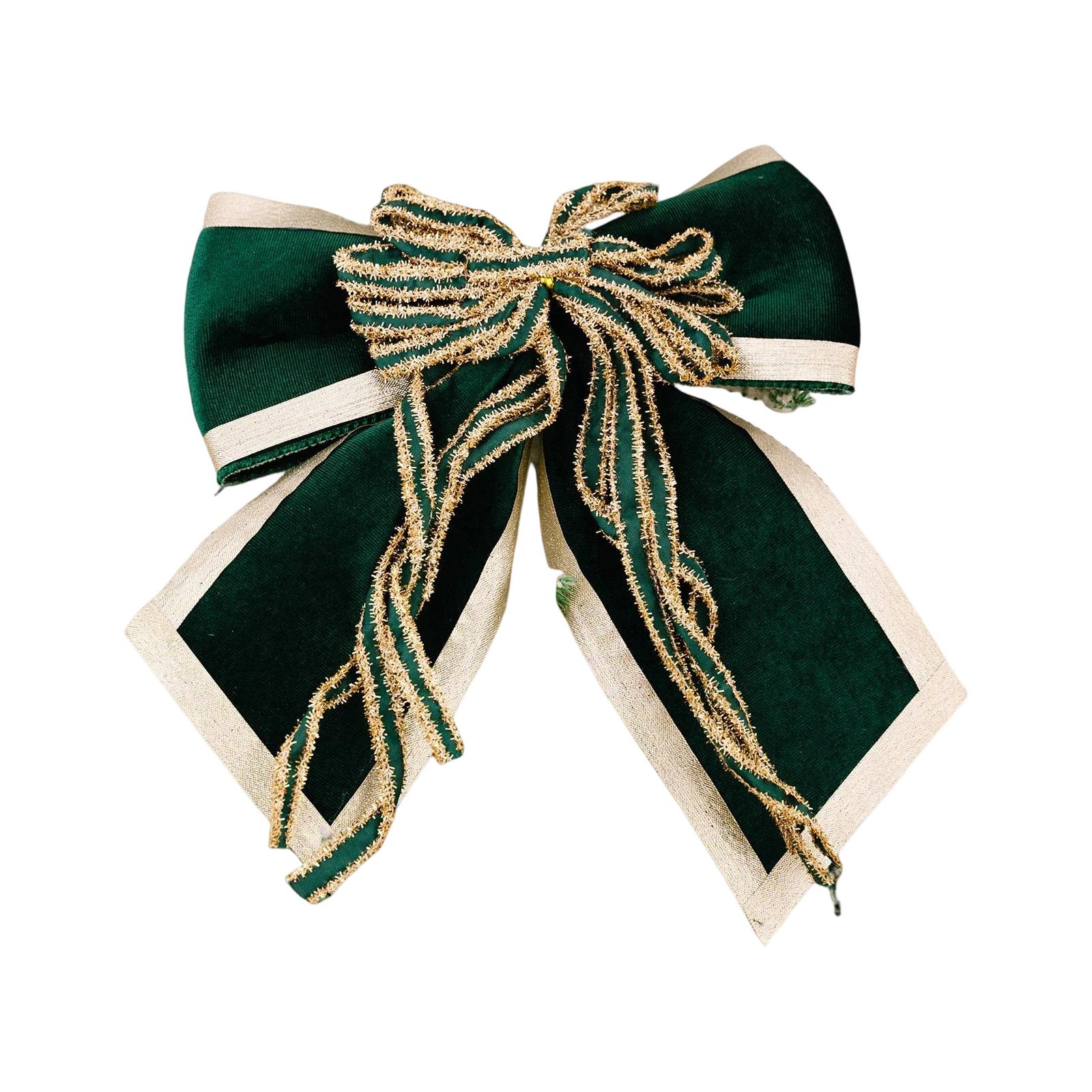 

Christmas Decorations High-end Gold Velvet Bow Christmas Flocking Bow One Size зелёный