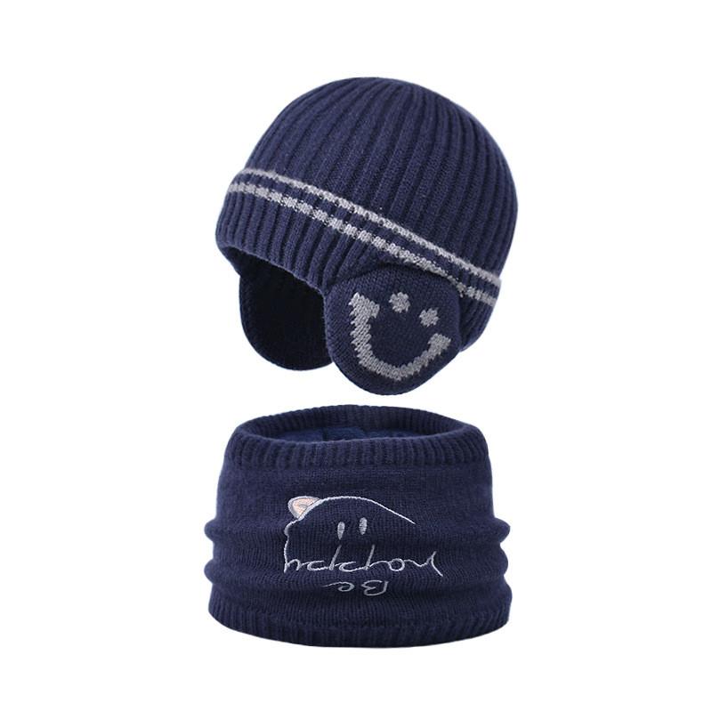 Childrens Acrylic Knit Hat And Scarf Set With Ear Protection For Winter Outdoor Wear