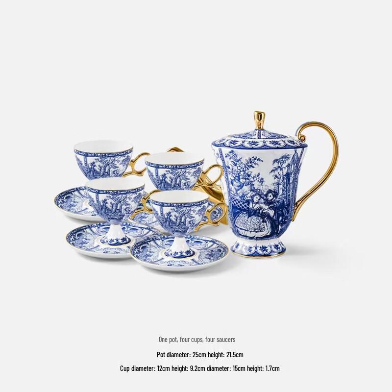 Ceramic Blue and White Coffee Set