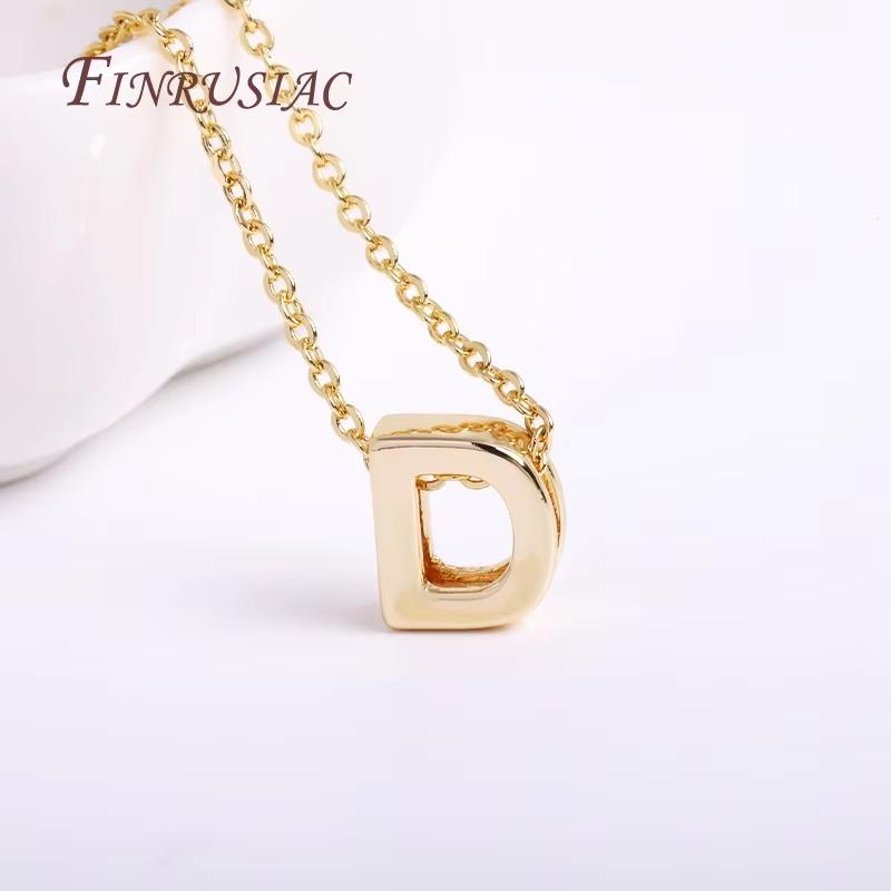 Gold Plated Brass Metal Initial 26 Letters Pendants Pendants Necklace For Women Jewelry Accessories Thin Chain Necklaces Female