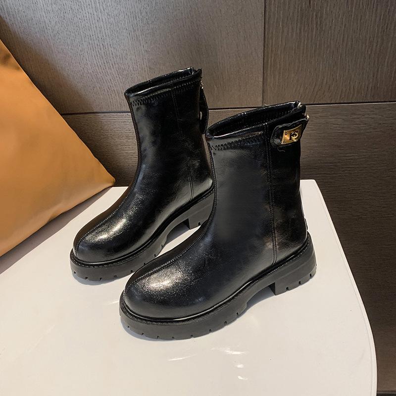 Women's Soft Elastic Winter Warm Cold Padded Snow Boots Thick Bottom Non-slip Wear Outdoor Leisure Sports Mid-calf Leather Cotton Boots