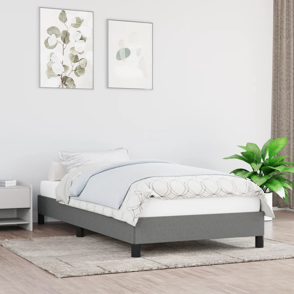 Bed Frame without Mattress Dark Grey 100 x 200 cm Fabric