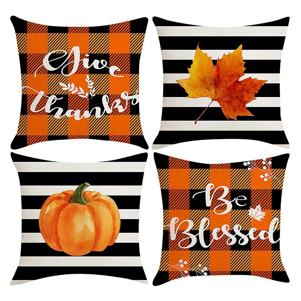 18x18 Fall Pillow Covers, Thanksgiving Decorative Throw Pillowcases, Maple Car Linen Throw Cushion Covers For Sofa Couch Home Decor, 4pcs