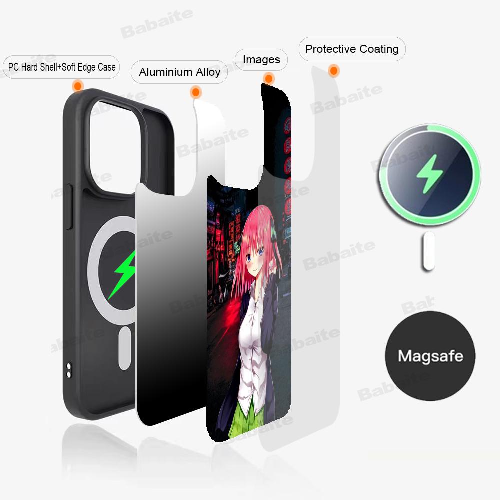 Fictional Character N-Nino-Nakano Phone Magnetic Case For IPhone16 14 13 12 11 15 ProMax Plus For Magsafe Wireless Charge Cover