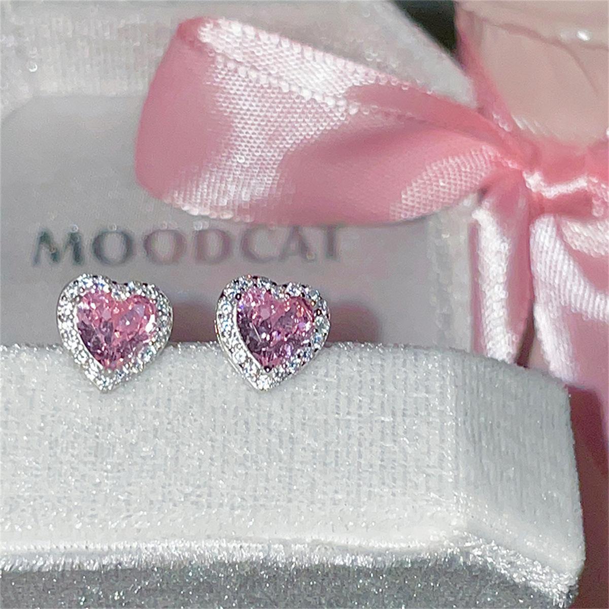 

925 серебряные серьги-гвоздики Love, женские, простые, изысканные, с винтовой застежкой, сладкие, розовые, отборные, из циркония, серьги-гвоздики 925 silver needles