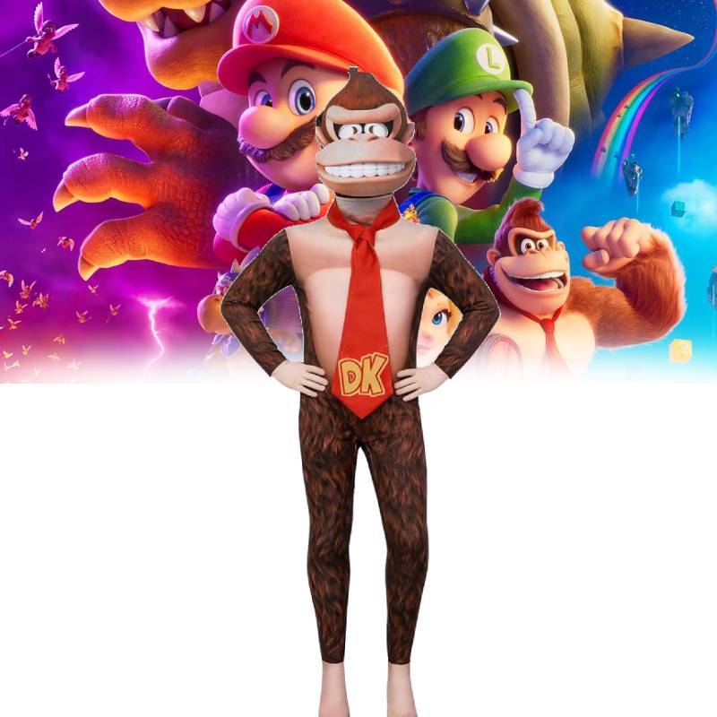 Super Mario Bros Donkey Kong Cosplay Costume For Kids And Adults With Gorilla Head Mask For Halloween Party