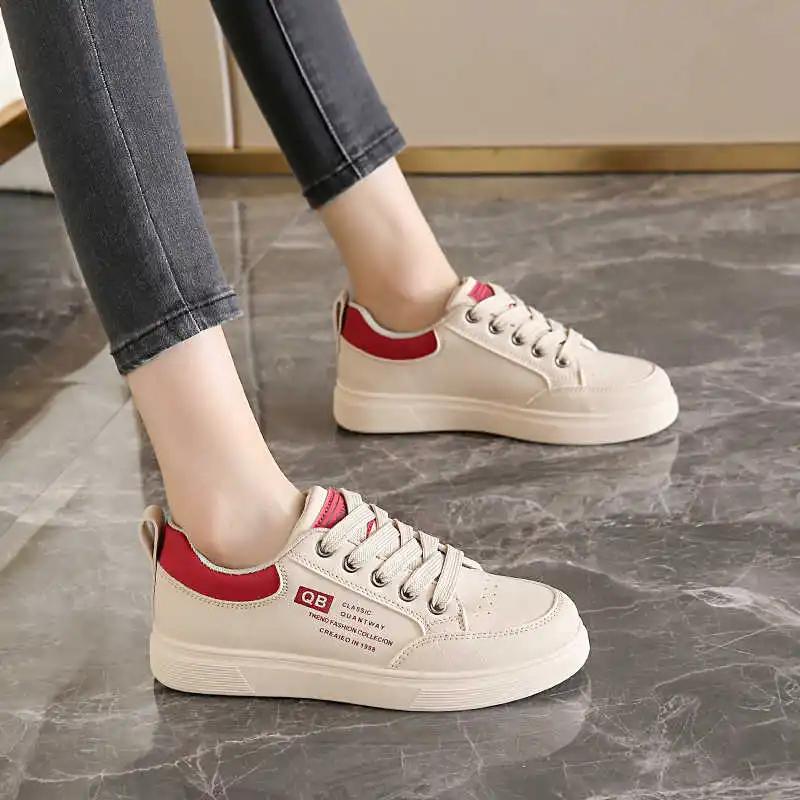 Fashion Without Heel With Lacing Red Wine Shoes Tennis Student Sneakers Moccasin Woman Luxury Brand Sport Lux Shoses Hypebeast