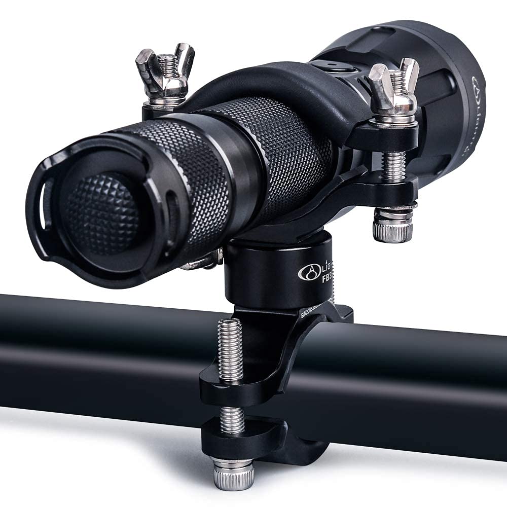 LIGHTFE Bicycle Light Holder Aluminum Alloy Bike Light Adjustable Open Specialized for Large Bicycle Rotating Clip Holder and Wing Nut for Easy Fixing