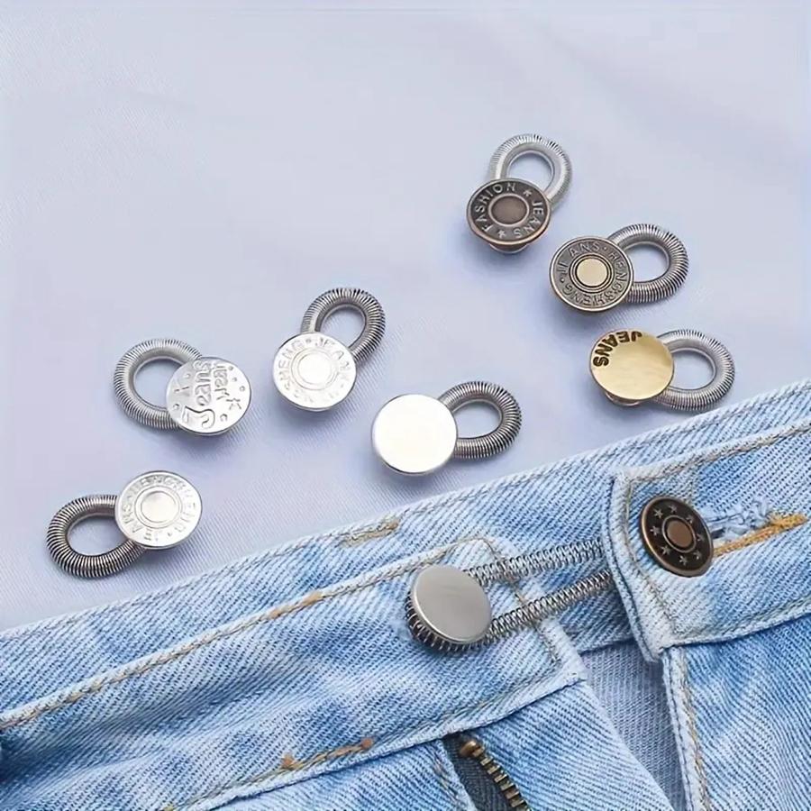 5Pcs Jeans Waist Extension Adjustable Button Spring Metal Elastic Buttons Trousers Pants Stretch General Extender Accessories