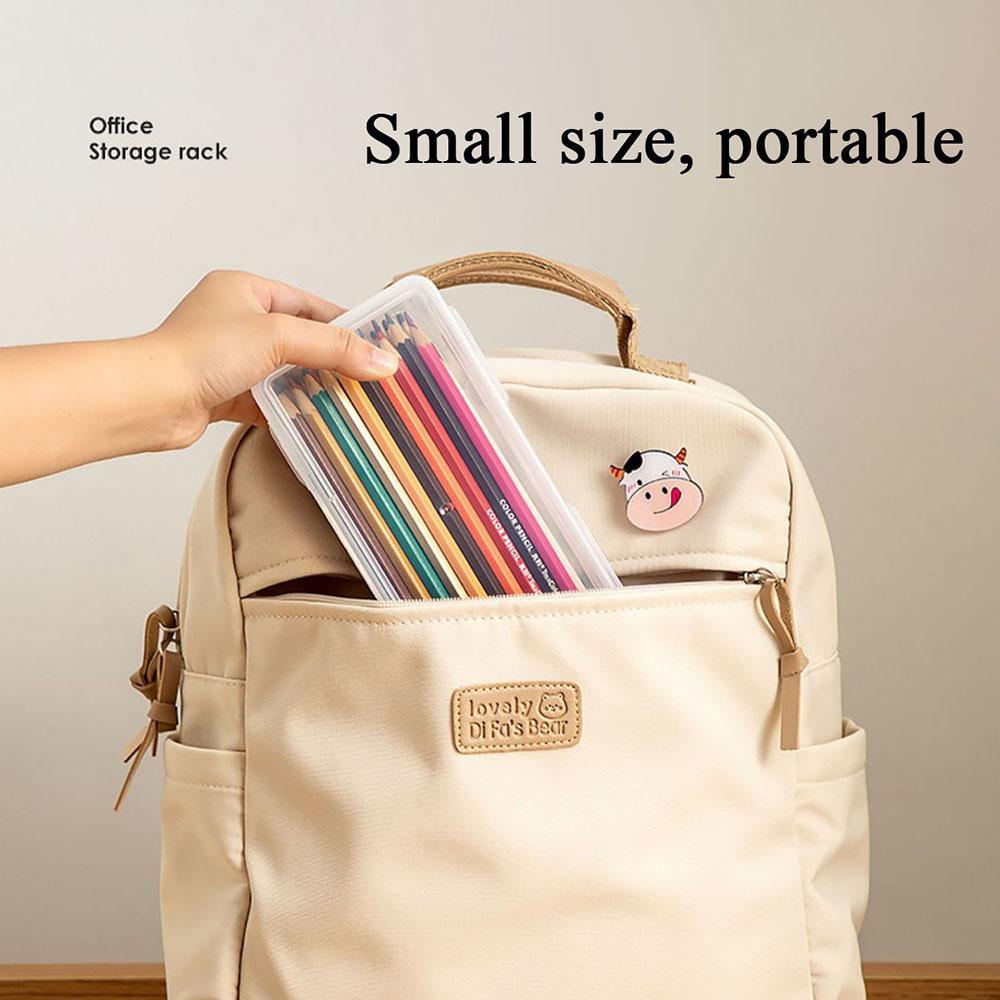 Storage Organizer Box Pencil Case Large Capacity Plastic Pencil Box Pencil Case School Supplies Student Clear Office Supplies