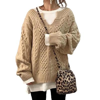 Women Autumn Winter Knitted Pullovers and Sweaters Ladies Long Sleeve V-neck Casual Loose Sweater Jumpers