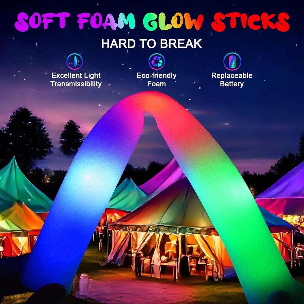44 PCS Foam Glow Sticks with 3 Modes Colorful Flashing, Foam Light Up Sticks, LED Light Sticks, Glow Sticks Party Pack for New Year, Wedding, Raves,