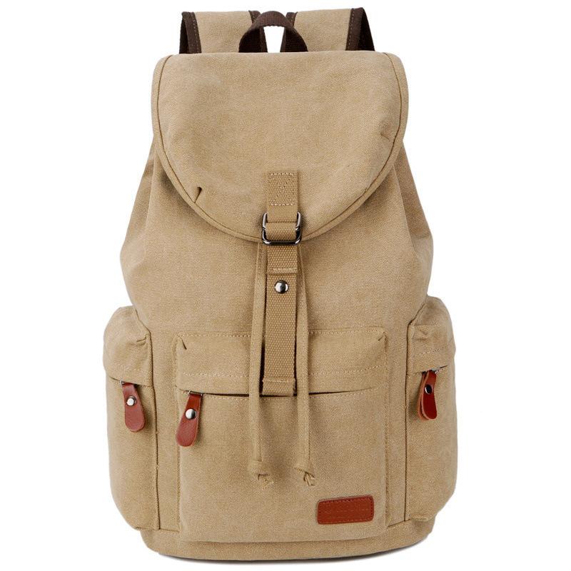Fashion Trend Retro Backpack Men's Casual Canvas Travel Women's Backpack Bucket Bag High School Student School Bag Men