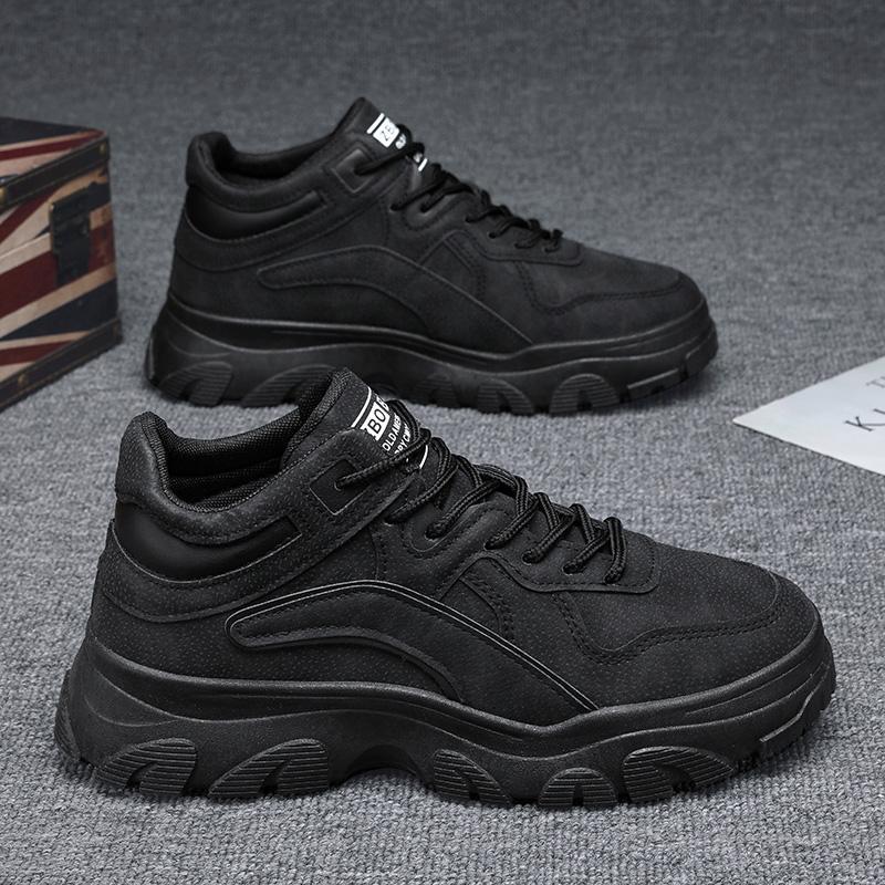 

Sub-youth platform casual shoes wear non-slip sports leather shoes 44 чорний