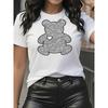 Damska koszulka treningowa w rozmiarze europejskim - Urocza koszulka z grafiką misia, Przewiewna luźna koszulka na siłownię dla kobiet, Codzienny top, Stylowa odzież sportowa