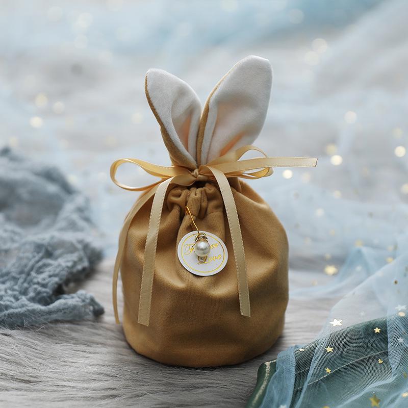 Velvet Rabbit Ear Wedding Gift Bag - Stylish Candy Box Accessories: Pin + Pearl (no candy bag)