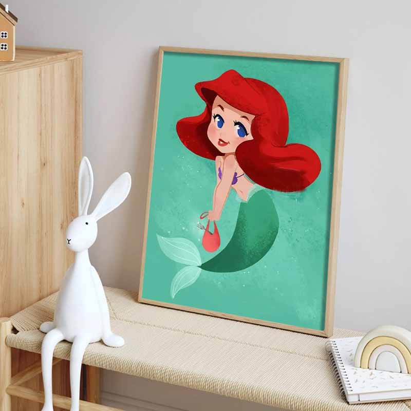 Disney Diamond Painting Ariel The Little Mermaid Watercolor Illustration 5D Diamond Painting Art Embroidery Cross Stitch Room Decoration