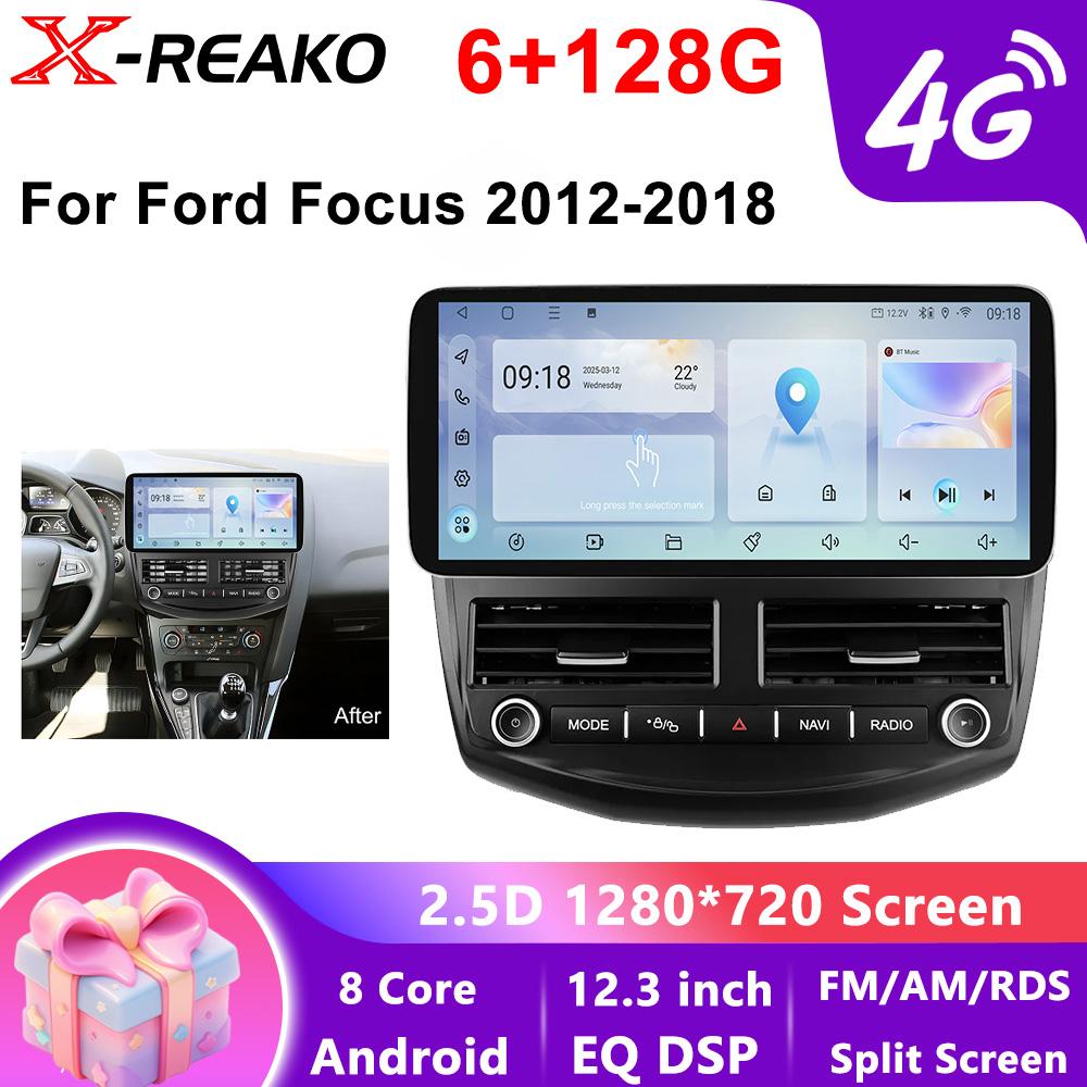 Android QLED Screen 12.3INCH DSP RDS For Ford Focus 2012-2018 Car Radio Multimedia Video Player GPS Carplay Stereo 4G 5G WIFI