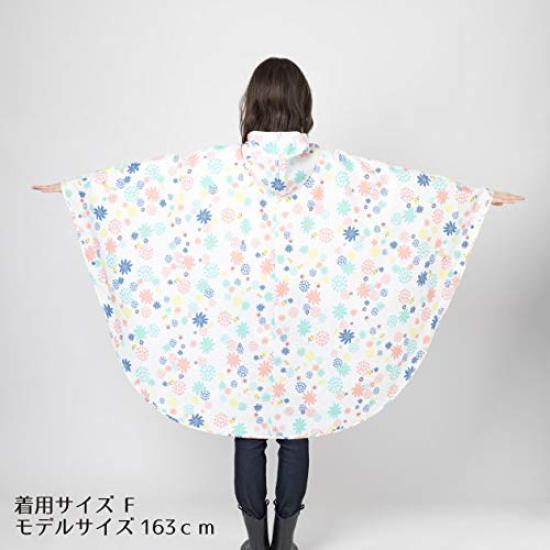 Super Water Repellent Flower Pattern Rain Super Water Free Size [Aquas Hack] Poncho, Repellent, Women's, White, Japan,