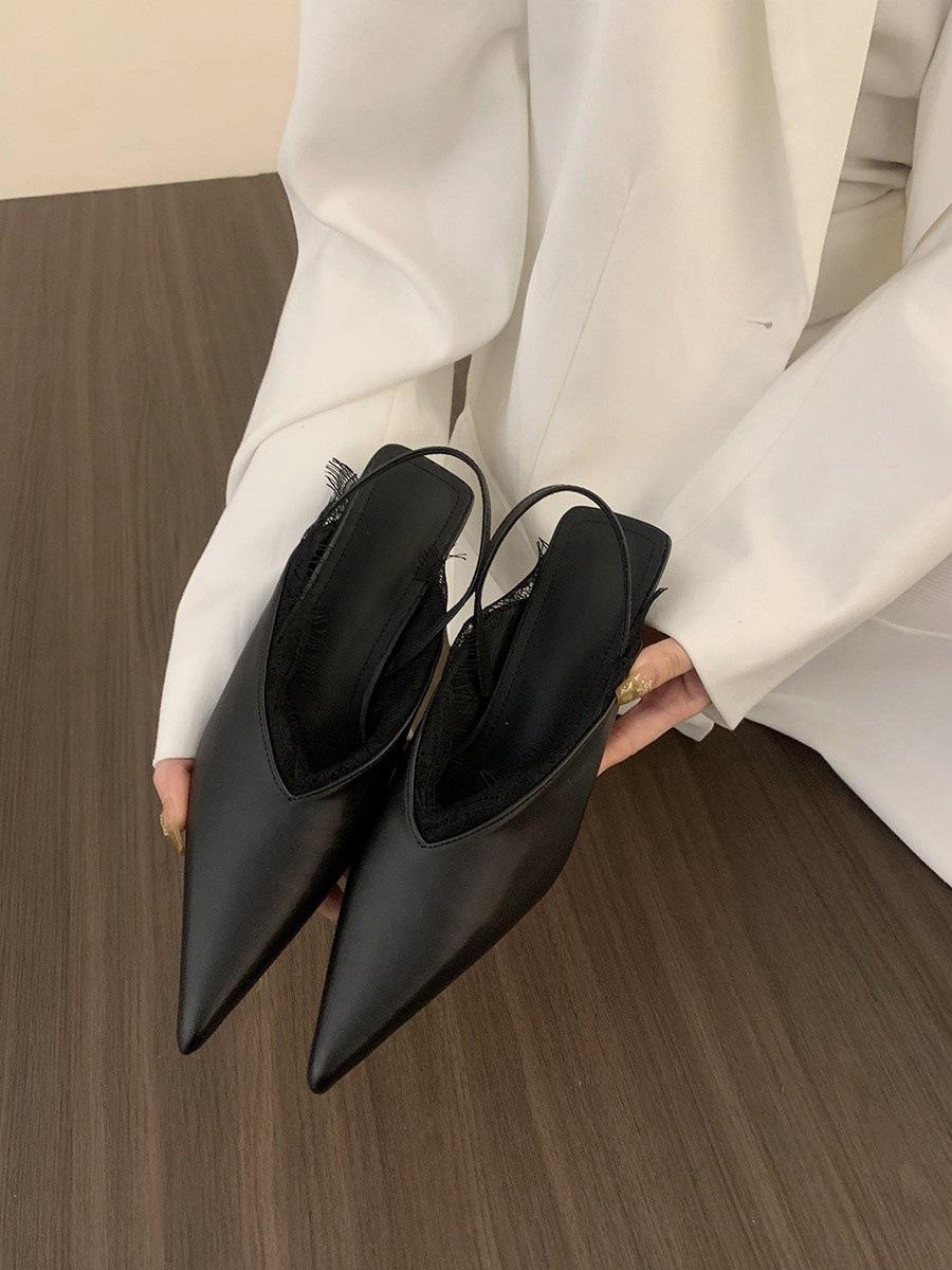 

Сумка с дизайном феи, сандалии с головой, туфли феи, новинка 2024 года, весна-осень, остроносые, темпераментные, черные, пустые туфли 40 чёрный