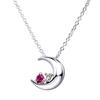 Crescent Moon Necklace Natural Diamond X July Birthstone Ruby Silver Brown Teddy Bear [Sears] Women's E-1625-tdt-01-b07