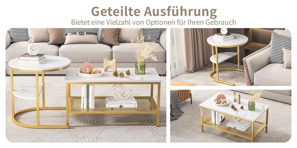 Ins style light luxury parent-child coffee table, living room storage edge table set,golden