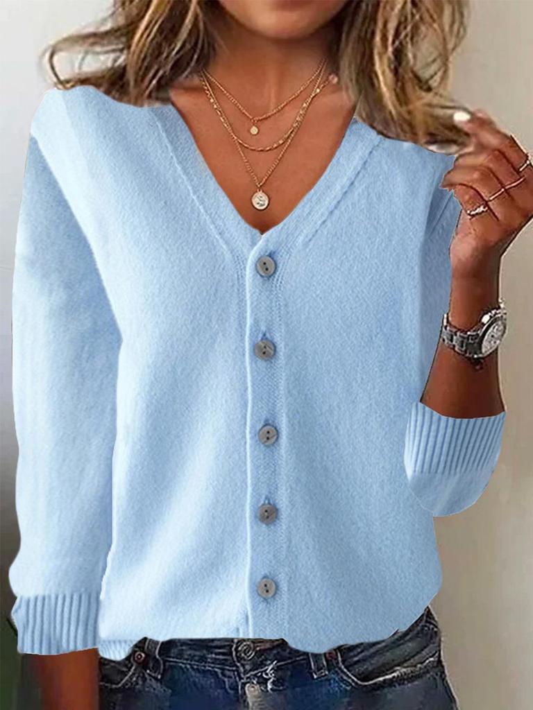 Women's Long Sleeve Knitted Cardigan: Plus Size Spring-Summer Sweater Coat